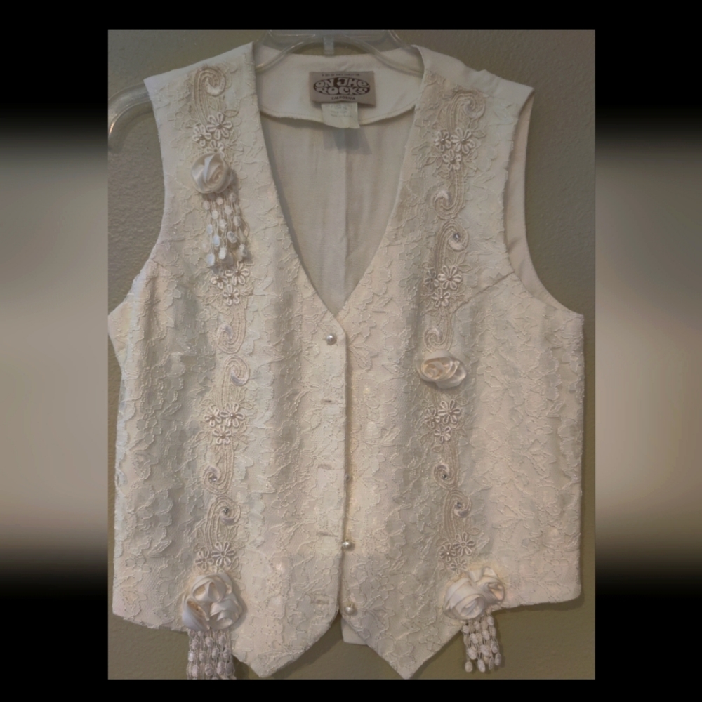 Vintage White Lace " On the Rocks" Vest